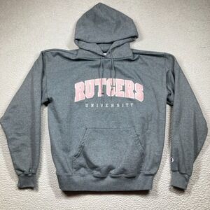 Rutgers‎ University Hoodie Women's Medium Gray Pullover Sweatchirt Champion